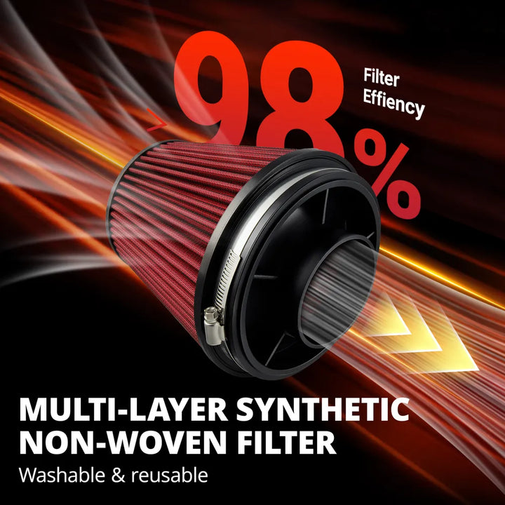 EVIL ENERGY Cold Air Intake filter, 98% efficiency, multi-layer cotton, washable