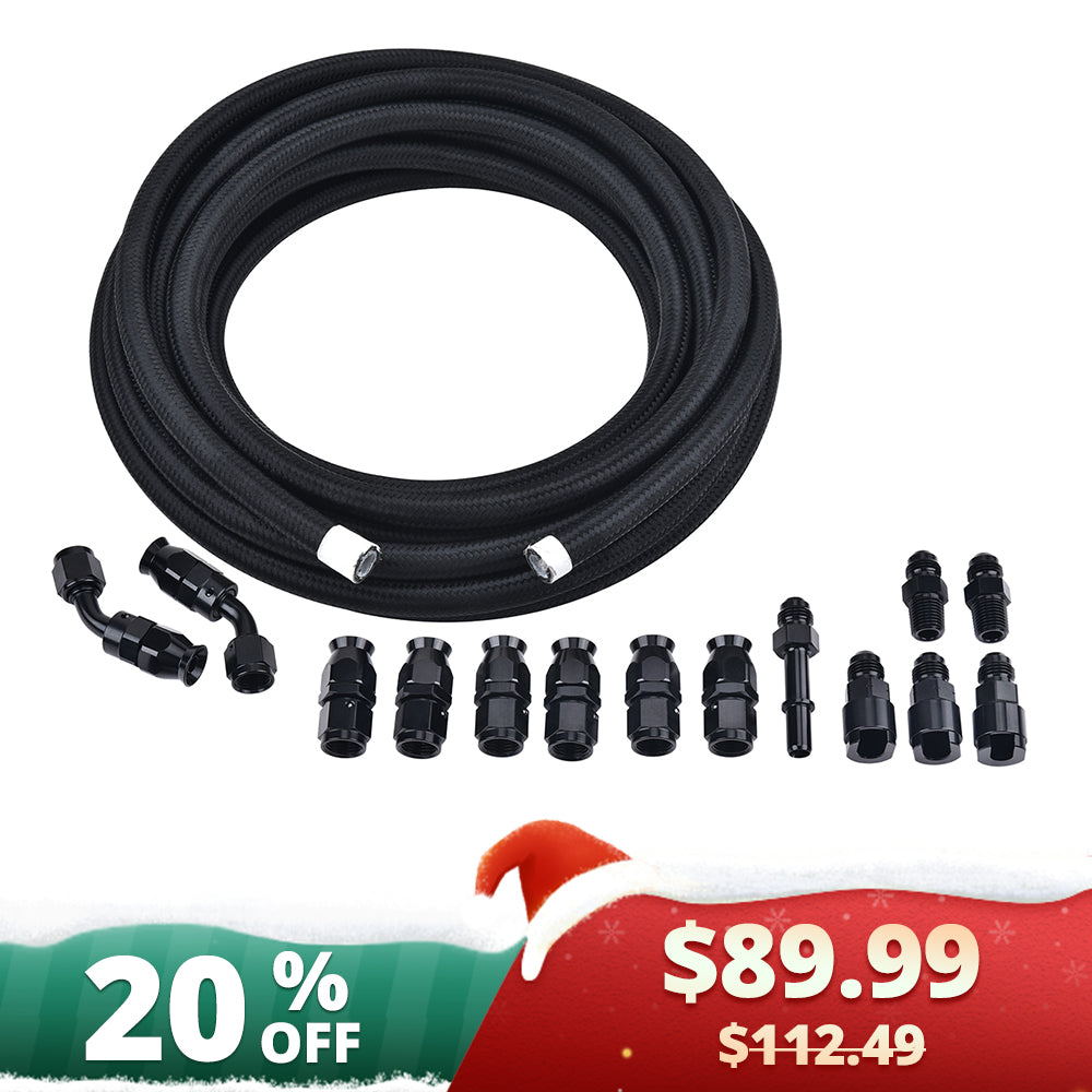 25FT PTFE Fuel Line Kit – AN-6 Braided Hose For EFI, LS Swap, E85, Oil & Gas Lines, Includes Fittings - View #8