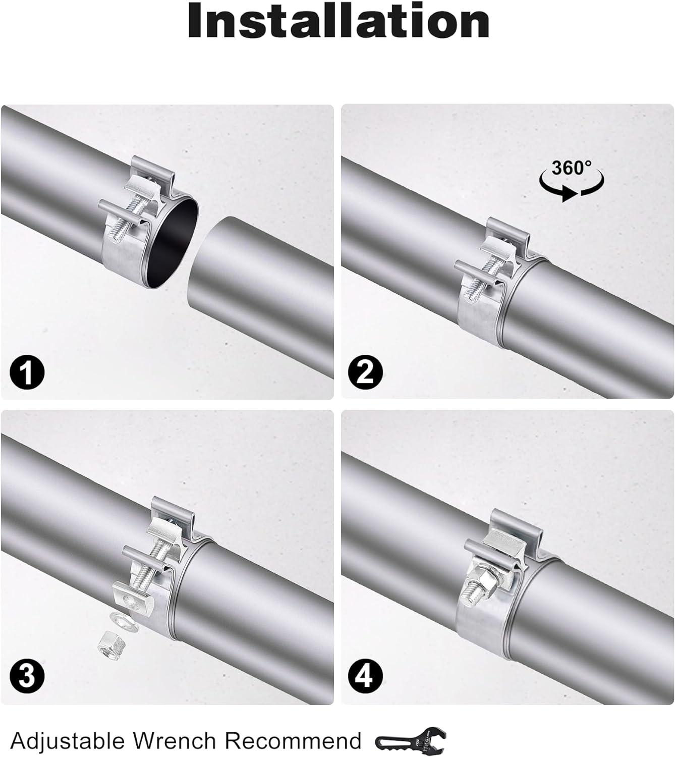 EVIL ENERGY Narrow Band Exhaust Clamp Muffler Clamp Stainless Steel(1.75/2.0/2.25/2.5//2.7/3.0/3.5/4.0/5.0 Inch ) - EVILENERGY