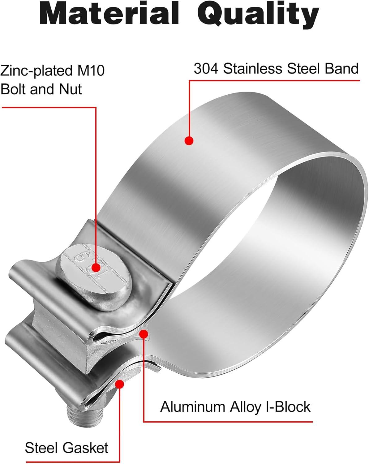 EVIL ENERGY Narrow Band Exhaust Clamp Muffler Clamp Stainless Steel(1.75/2.0/2.25/2.5//2.7/3.0/3.5/4.0/5.0 Inch ) - EVILENERGY