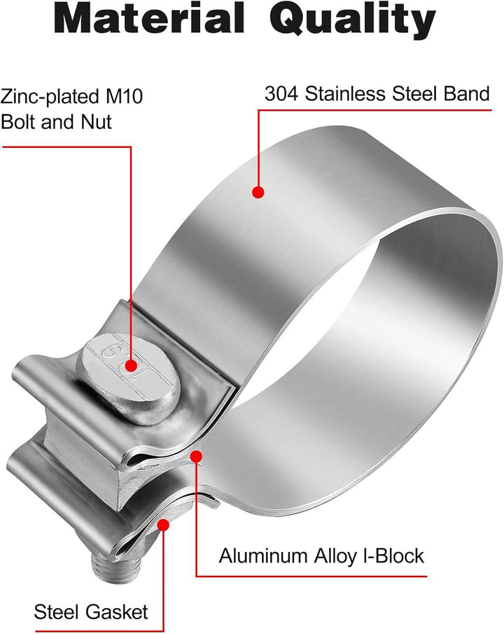 EVIL ENERGY Narrow Band Exhaust Clamp Muffler Clamp Stainless Steel(1.75/2.0/2.25/2.5//2.7/3.0/3.5/4.0/5.0 Inch ) - EVILENERGY