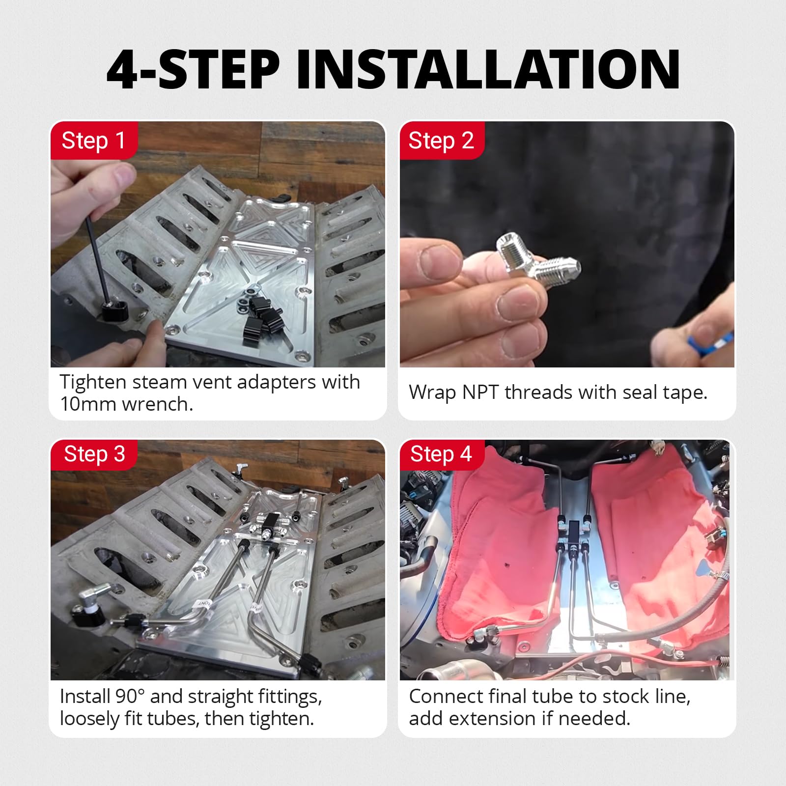 EVIL ENERGY LS Stainless Steel Coolant Crossover Steam Vent Kit - Complete Leak-Proof Kit for 5.3/6.0 LS1 LS2 LS3 LS6 LS7 LSX Engines Black|Red - EVILENERGY