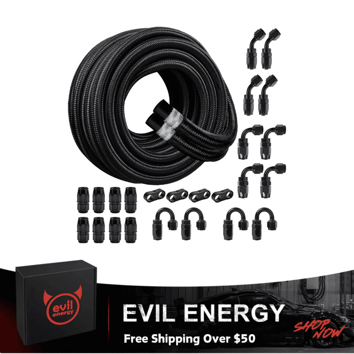 EVIL ENERGY 33FT AN4/6/8/10/12 CPE Fuel Line With 24 Pcs Fitting Kits - EVILENERGY