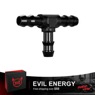 EVIL ENERGY 5/16-inch/1/2-inch/3/8-inch Hose Barb Tee Fitting Adapter T Union Aluminum Black