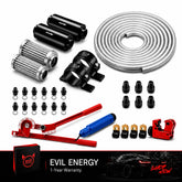 EVIL ENERGY 25FT Aluminum Coiled Fuel Line Kit with Fuel Filter Combo 10/100 Micron