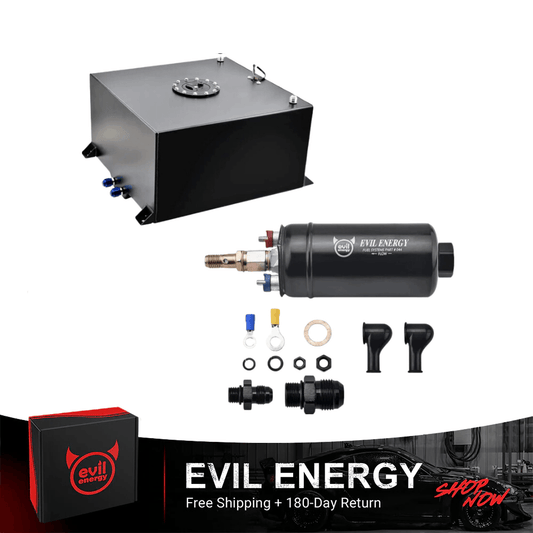 EVIL ENERGY Fuel Cell Tank with 300LPH High-Performance External Inline Fuel Pump - Universal Fit for Enhanced Fuel Delivery - EVILENERGY