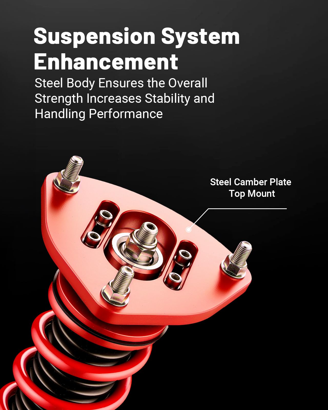 EVIL ENERGY Hyundai Genesis 2010-2016 Coilovers: Height-Adjustable Twin-Tube Suspension Kit, Red - Performance Lowering for Comfortable Ride" - EVILENERGY