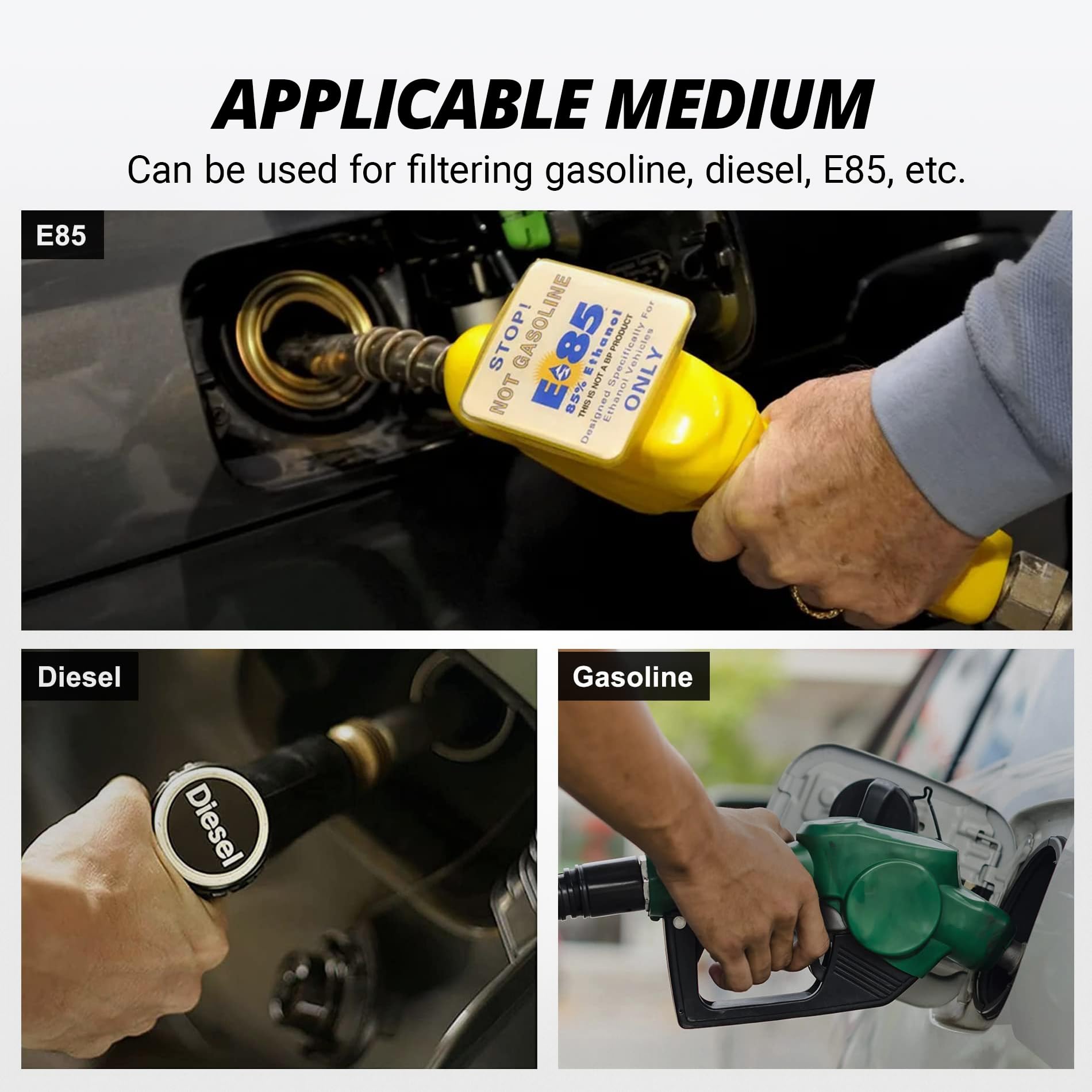 EVIL ENERGY 3.5Inch Inline Fuel Filter 100 Micron with 6AN 8AN 10AN Adapter 50MM Universal for Car, Motorcycle and Boats - EVILENERGY