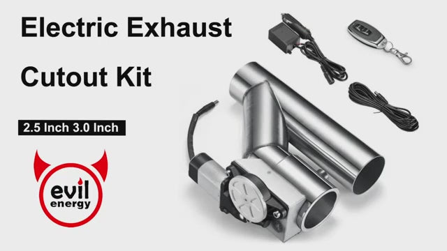 EVIL ENERGY Electric Exhaust Cutout Valve Catback Single Y Pipe with One Controller Remote Kit(2.5/3.0 Inch)