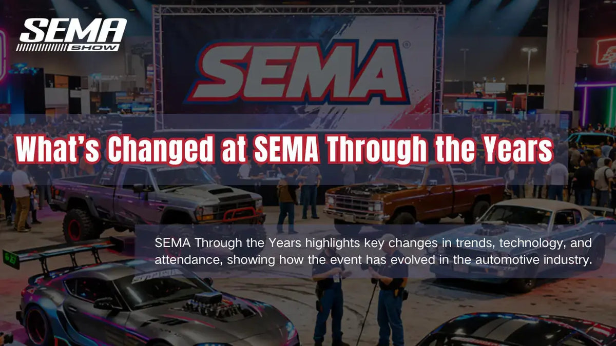 SEMA Through the Years highlights key changes in trends, technology, and attendance, showing how the event has evolved in the automotive industry.