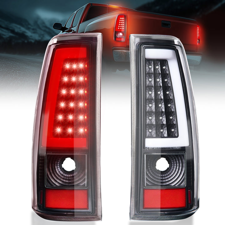 EVIL ENERGY Fit For Chevy Silverado 1999 2000 2001 2002, 1999-2007 GMC Sierra Classic LED Tail Lights Assembly, Smoked Tail Lights Truck Rear Lamp Black 1 Pair - EVILENERGY