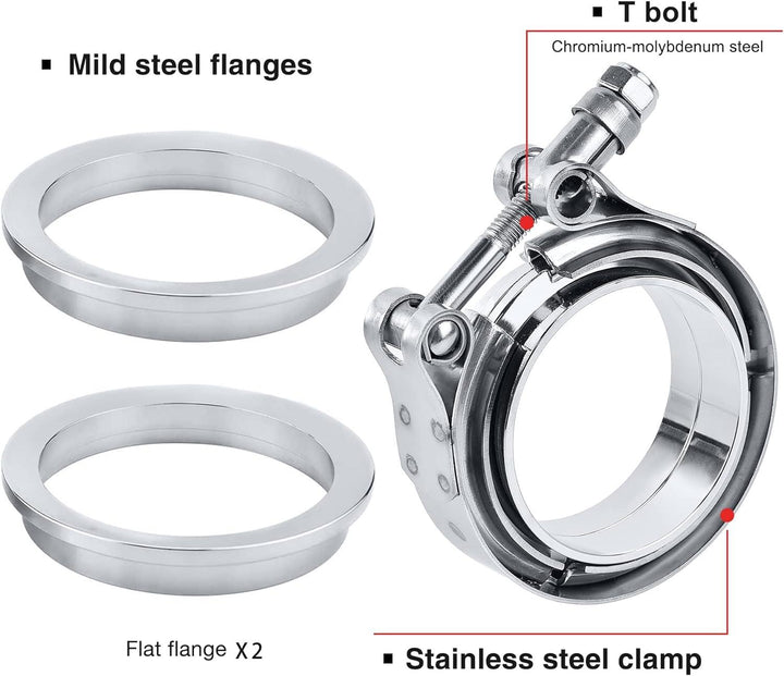 EVIL ENERGY V Band Clamp With Flange Male Female Stainless Steel Mild Steel Flange (1.5-5.0inch) - EVILENERGY