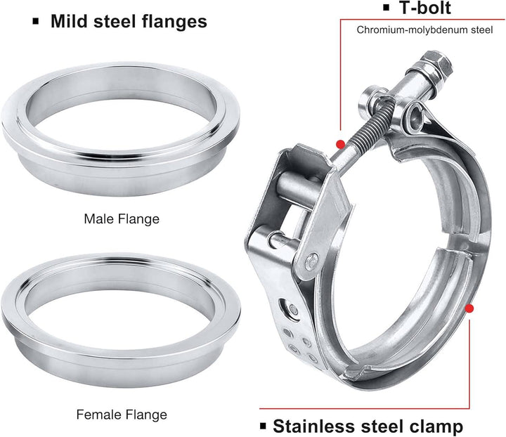 EVIL ENERGY V Band Clamp With Flange Male Female Stainless Steel Mild Steel Flange (1.5-5.0inch) - EVILENERGY