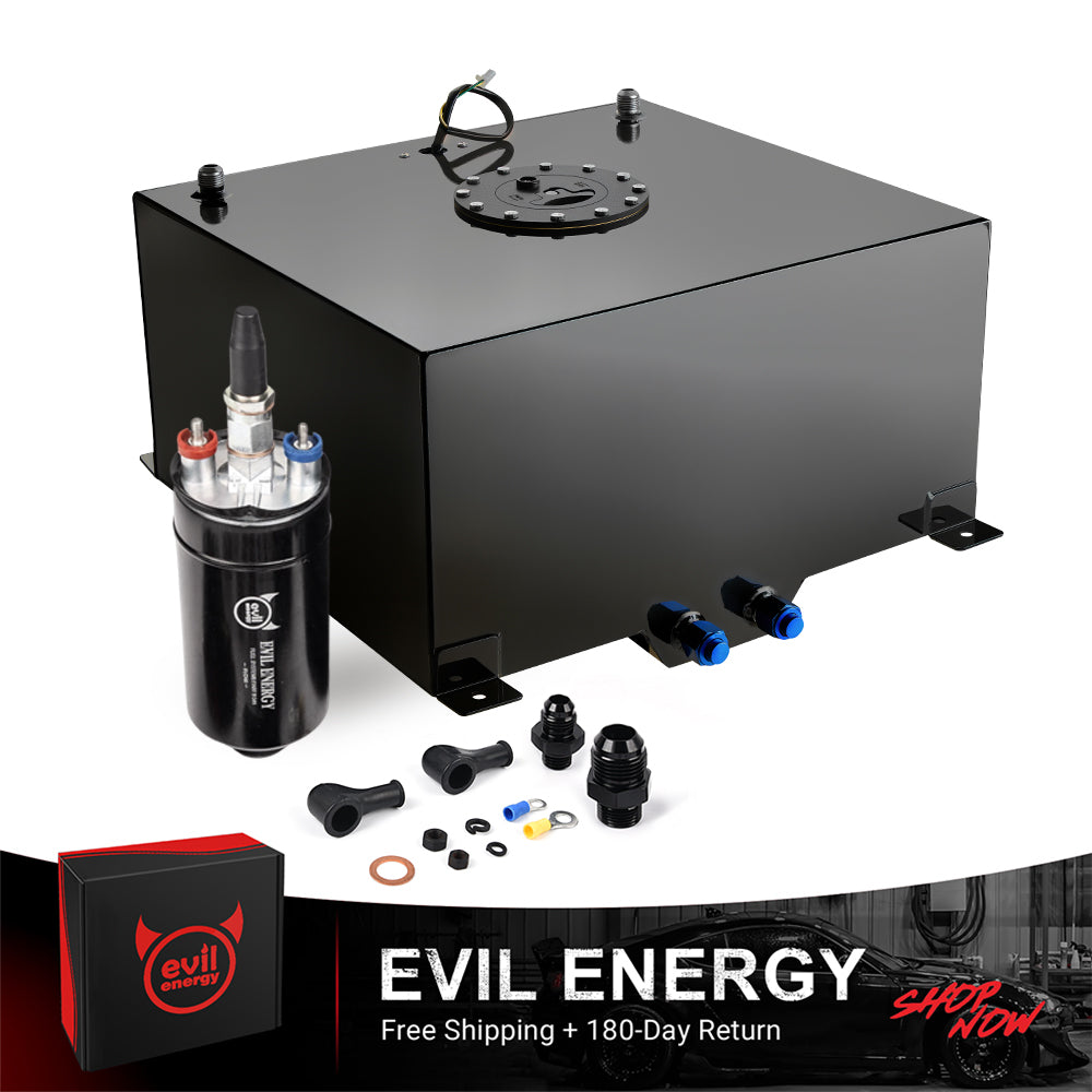 EVIL ENERGY Fuel Cell Tank with 300LPH High-Performance External Inline Fuel Pump - Universal Fit for Enhanced Fuel Delivery