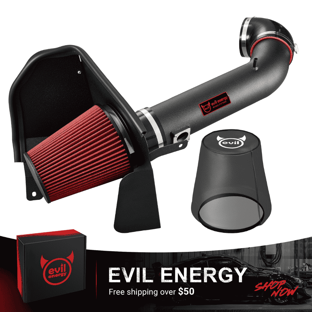EVIL ENERGY Cold Air Intake Kit Compatible for 2009-2013 Chevy Silverado 1500, GMC Sierra 1500 Yukon, Cadillac Escalade ESV EXT – includes washable air filter and heat shield