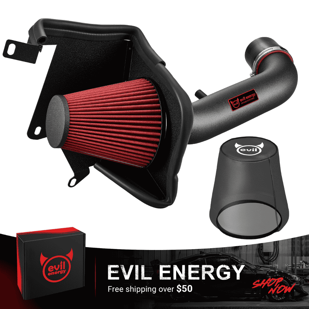 EVIL ENERGY Cold Air Intake Compatible for 2007-2011 Jeep Wrangler JK 3.8L, Increases Horsepower, Towing Performance & Acceleration, Includes Heat Shield & Pre-Filter, Black