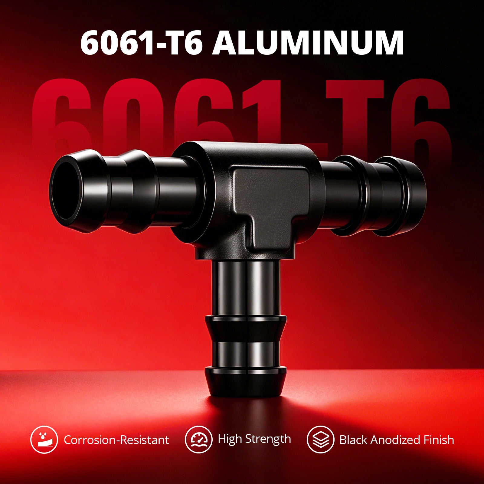 EVIL ENERGY 5/16-inch/1/2-inch/3/8-inch Hose Barb Tee Fitting Adapter T Union Aluminum Black