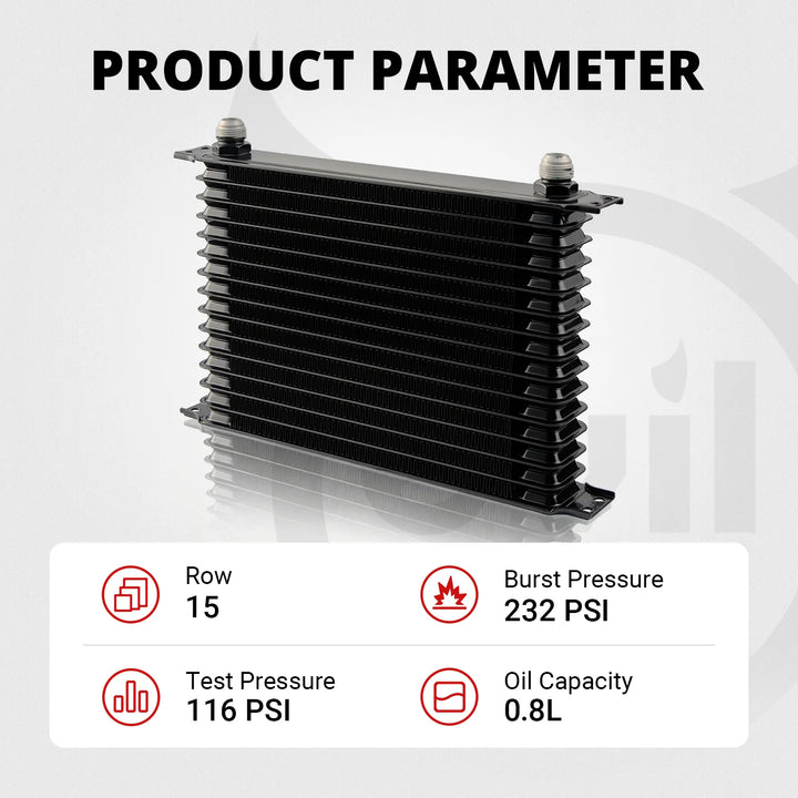 Evilenergy 10AN Transmission Engine Cooler Universal Aluminium[15 Row]