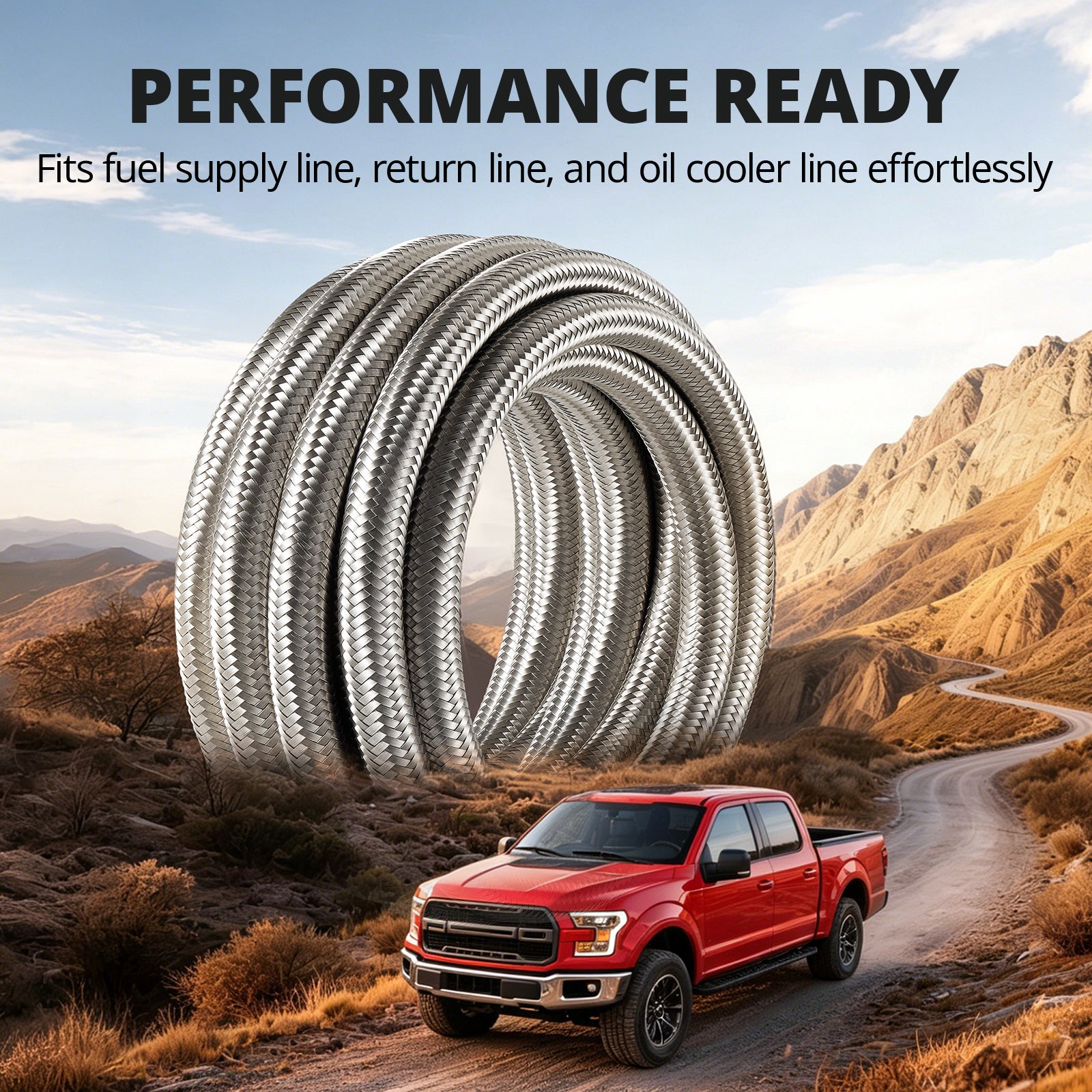 EVIL ENERGY 6/8/10AN Fuel Line Kit with Adjustable Wrench, 6/8/10AN Hose Stainless Steel Fuel Line Fitting Kit CPE 20FT