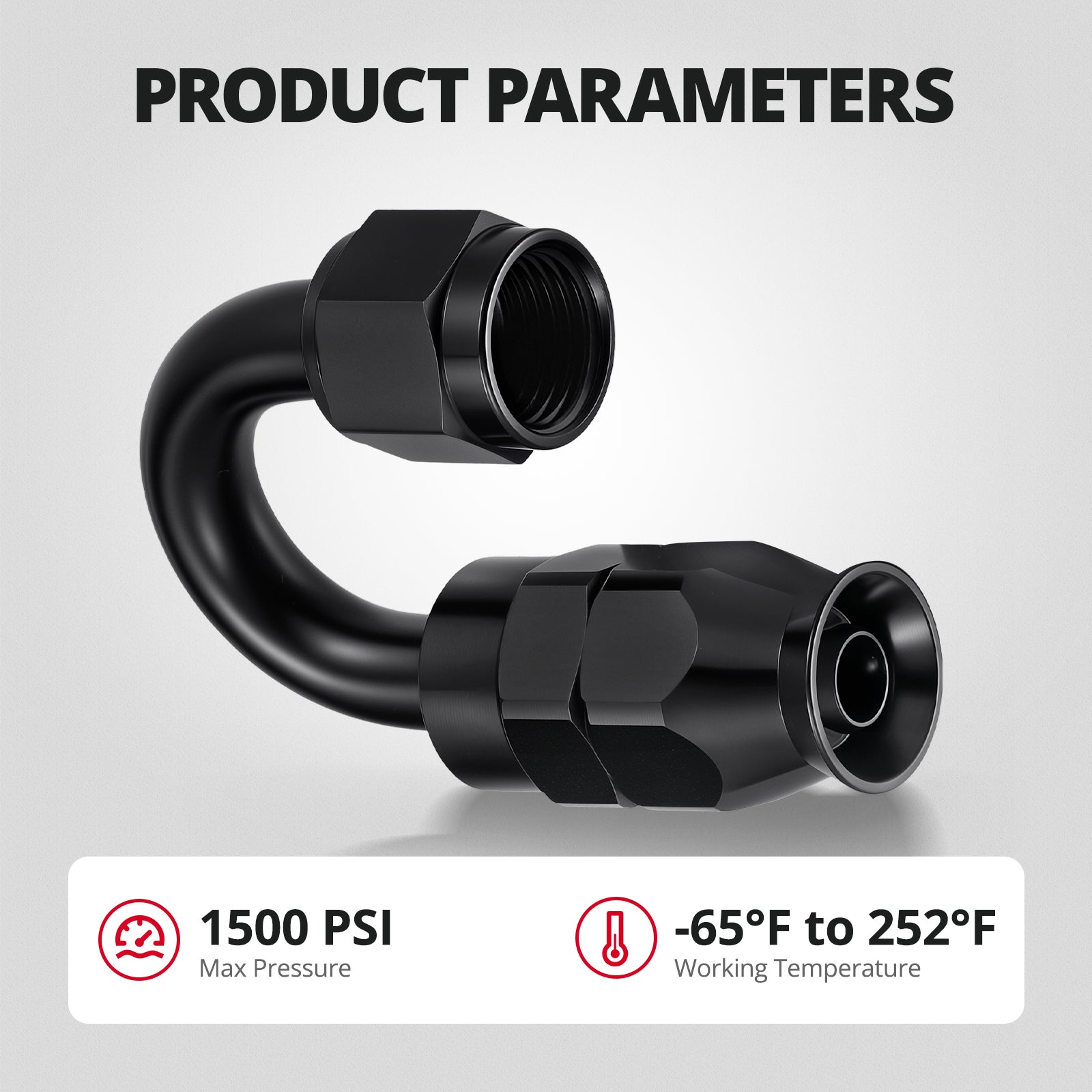 EVIL ENERGY 6AN/8AN/10AN PTFE Hose End Fittings Kit 0/45/90/180 Degree Fittings For PTFE Hose Only, Black