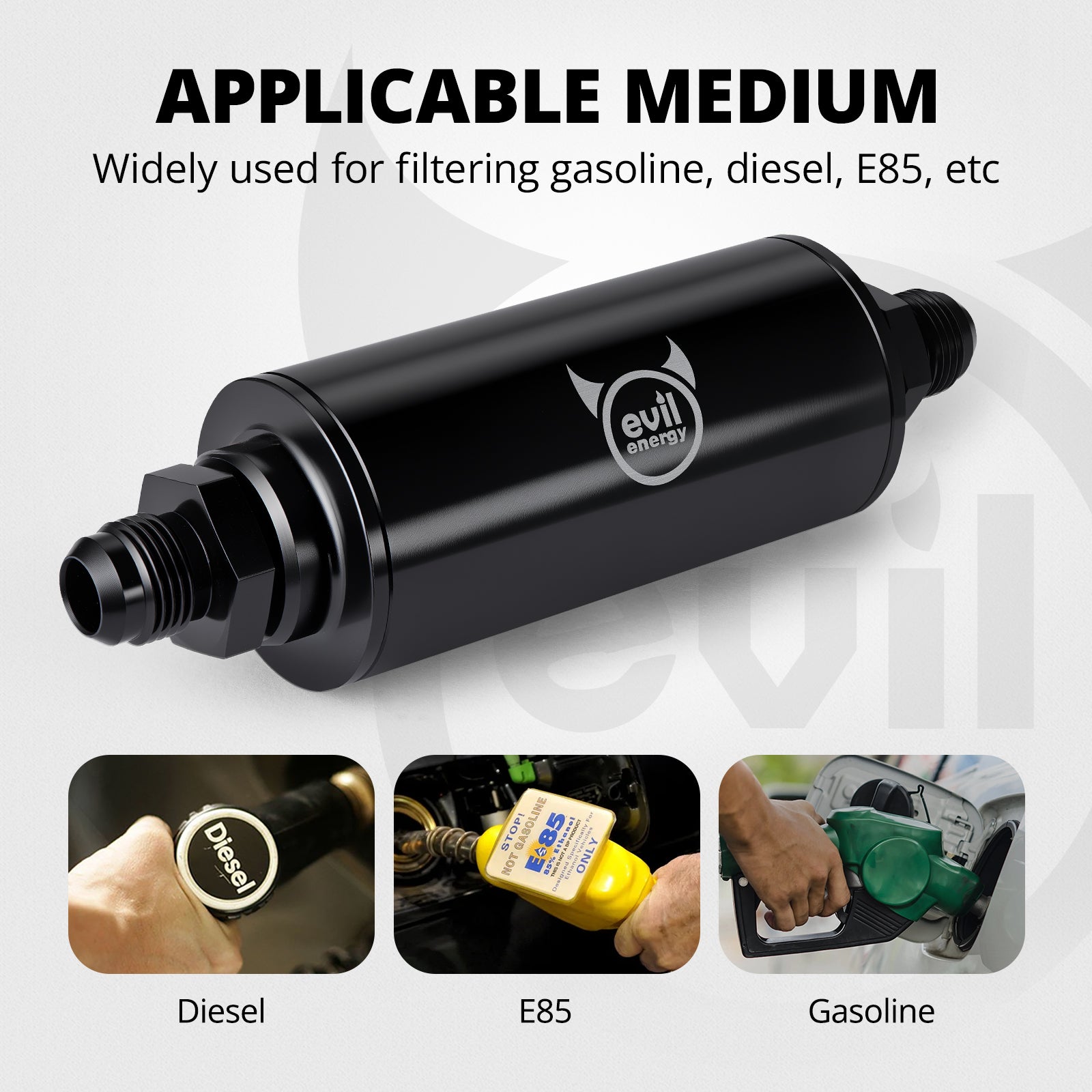 EVIL ENERGY Inline Fuel Filter with 6AN 8AN 10AN Adapter and Bracket Universal 10/30/40/100 Micron