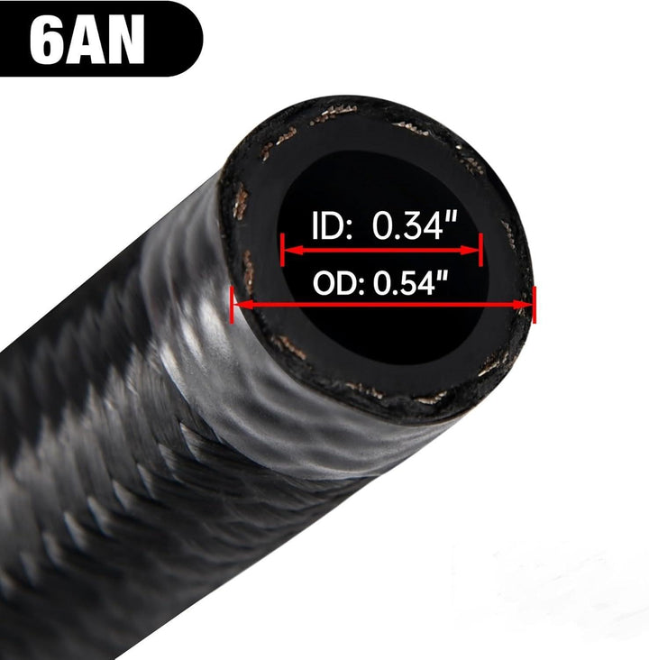 [Black,6AN]EVIL ENERGY 6AN CPE Fuel Line Nylon Braided Fuel Hose 5/10/12/16/20FT