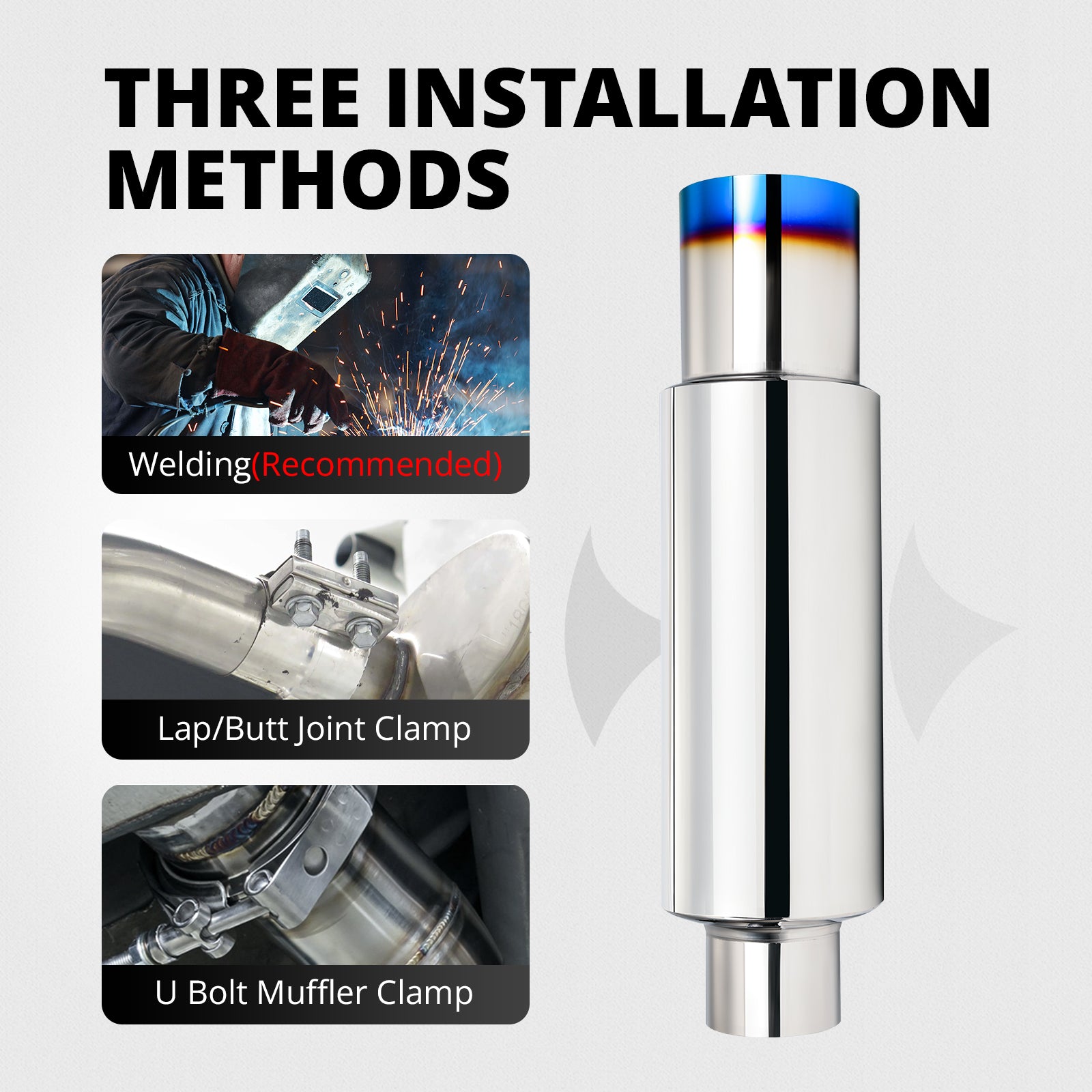 EVIL ENERGY Straight-Cut Exhaust Muffler Tip – Blue 14.6-inch/18.5-inch Length, OEM Style Upgrade