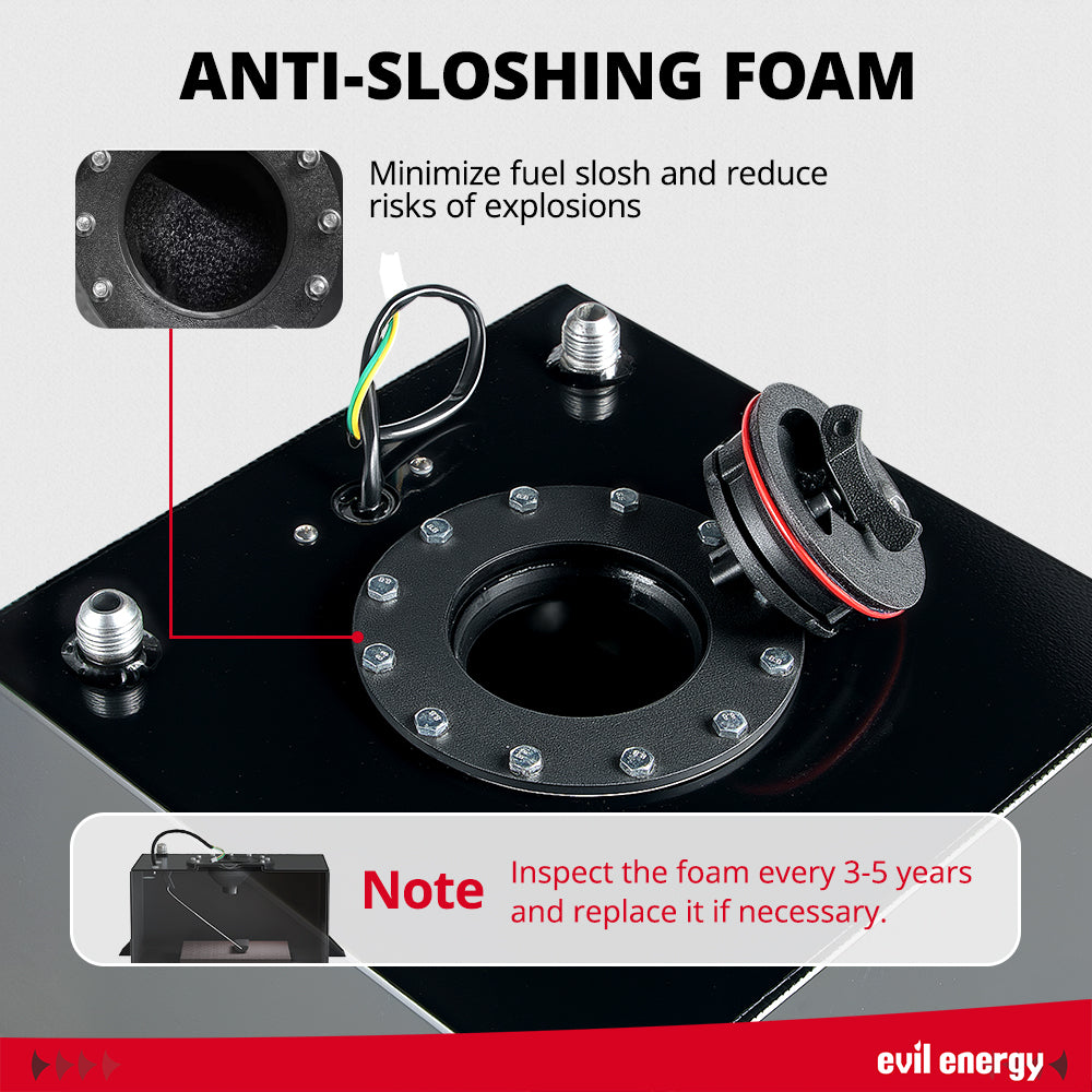 EVIL ENERGY Fuel Cell Tank with 300LPH High-Performance External Inline Fuel Pump - Universal Fit for Enhanced Fuel Delivery