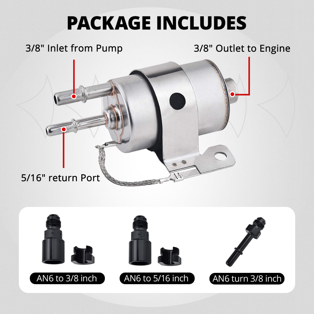 EVIL ENERGY Universal LS Swap Fuel Kit - 58psi Regulator, 300LPH Pump & AN Fuel Lines Compatible with E85/Gas/Diesel