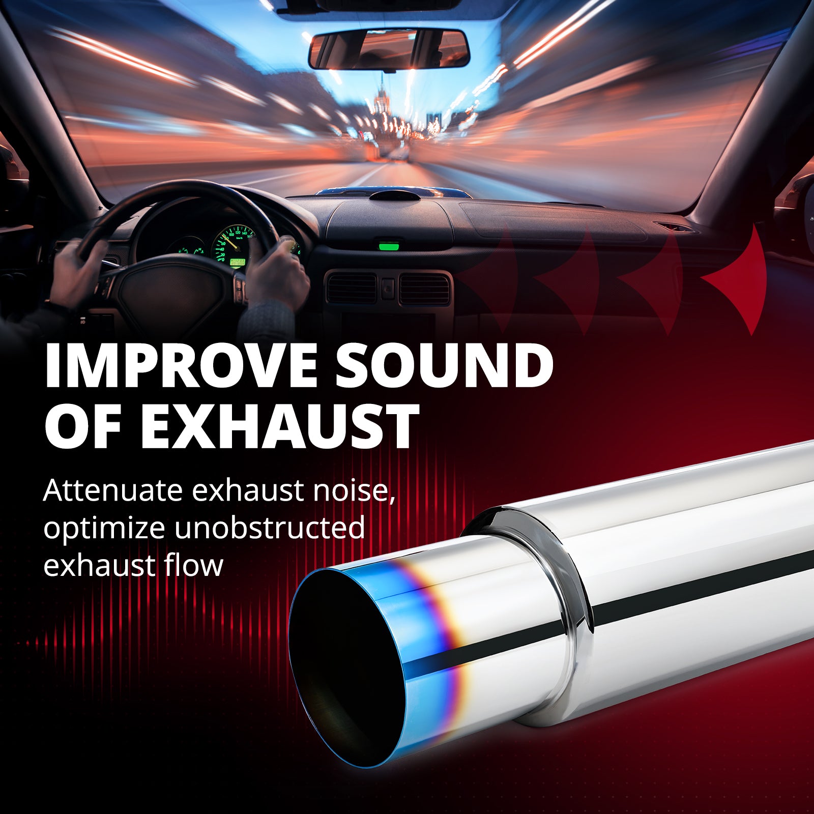 EVIL ENERGY Straight-Cut Exhaust Muffler Tip – Blue 14.6-inch/18.5-inch Length, OEM Style Upgrade