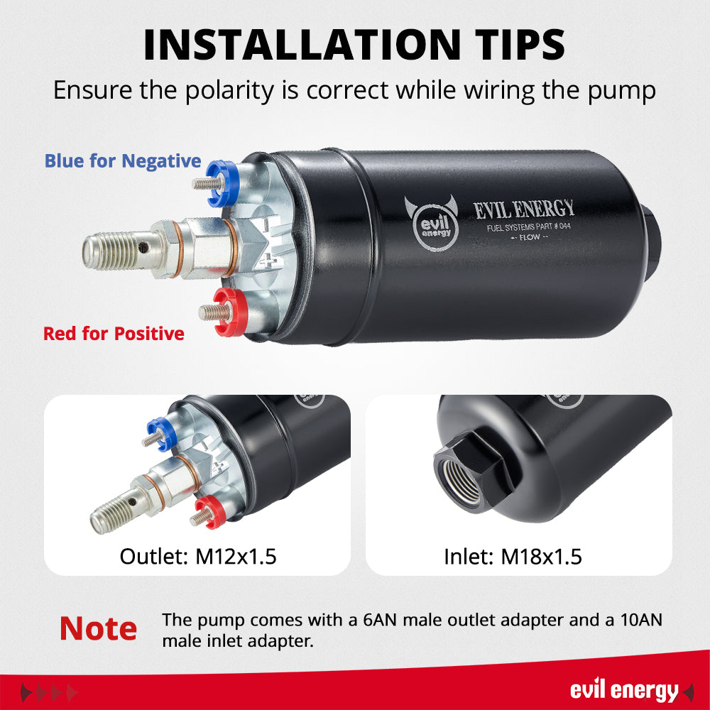 EVIL ENERGY Fuel Cell Tank with 300LPH High-Performance External Inline Fuel Pump - Universal Fit for Enhanced Fuel Delivery