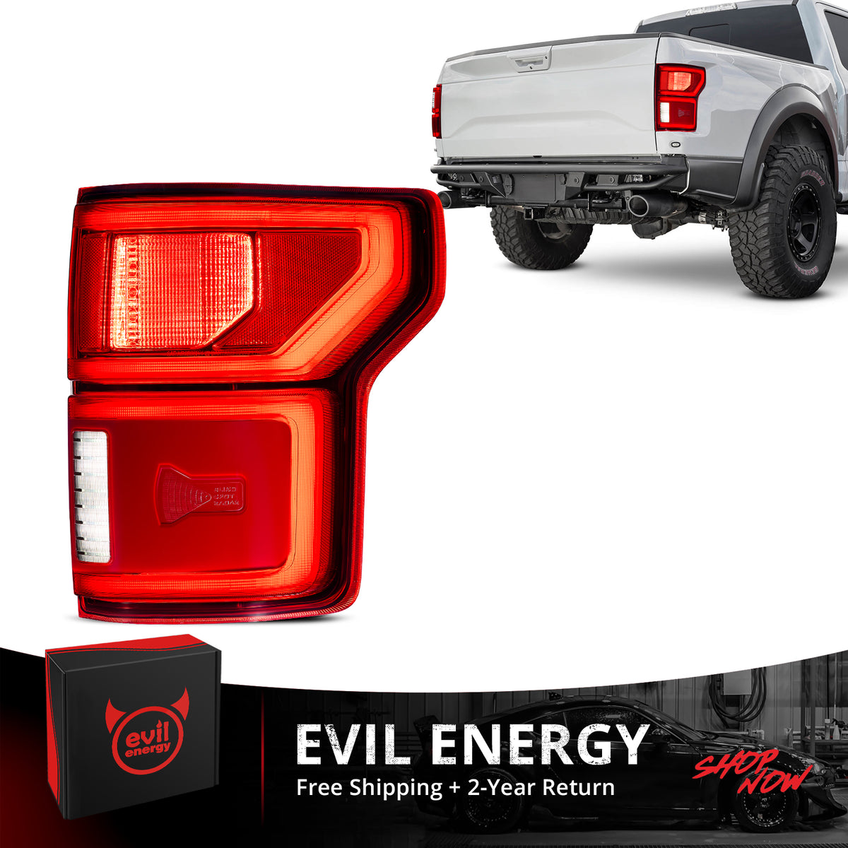 EVIL ENERGY Fit For Ford F150 2018-2020 LED Tail Light with Blind Spot Right Passenger Side Taillight Rear Brake Lamp Signal Assembly (Module NOT Included)
