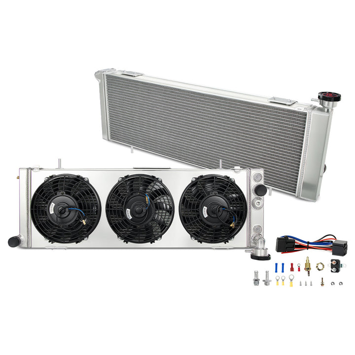 EVIL ENERGY 3-Row Aluminum Radiator Full Kit – Radiator, Triple Fans, Wiring, Hardware for 3ROW-44mm Setup