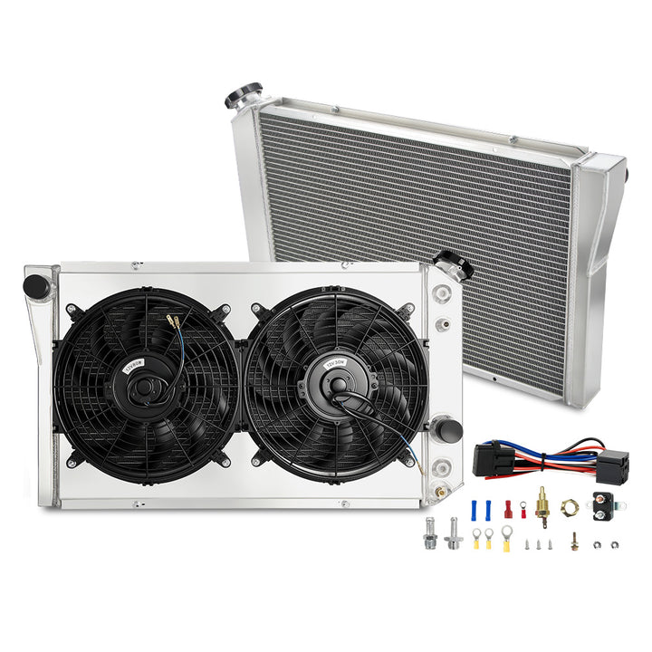EVIL ENERGY 3-Row Aluminum Radiator Full Kit – Radiator, dual fans, wiring, hardware for 3ROW-56mm setup
