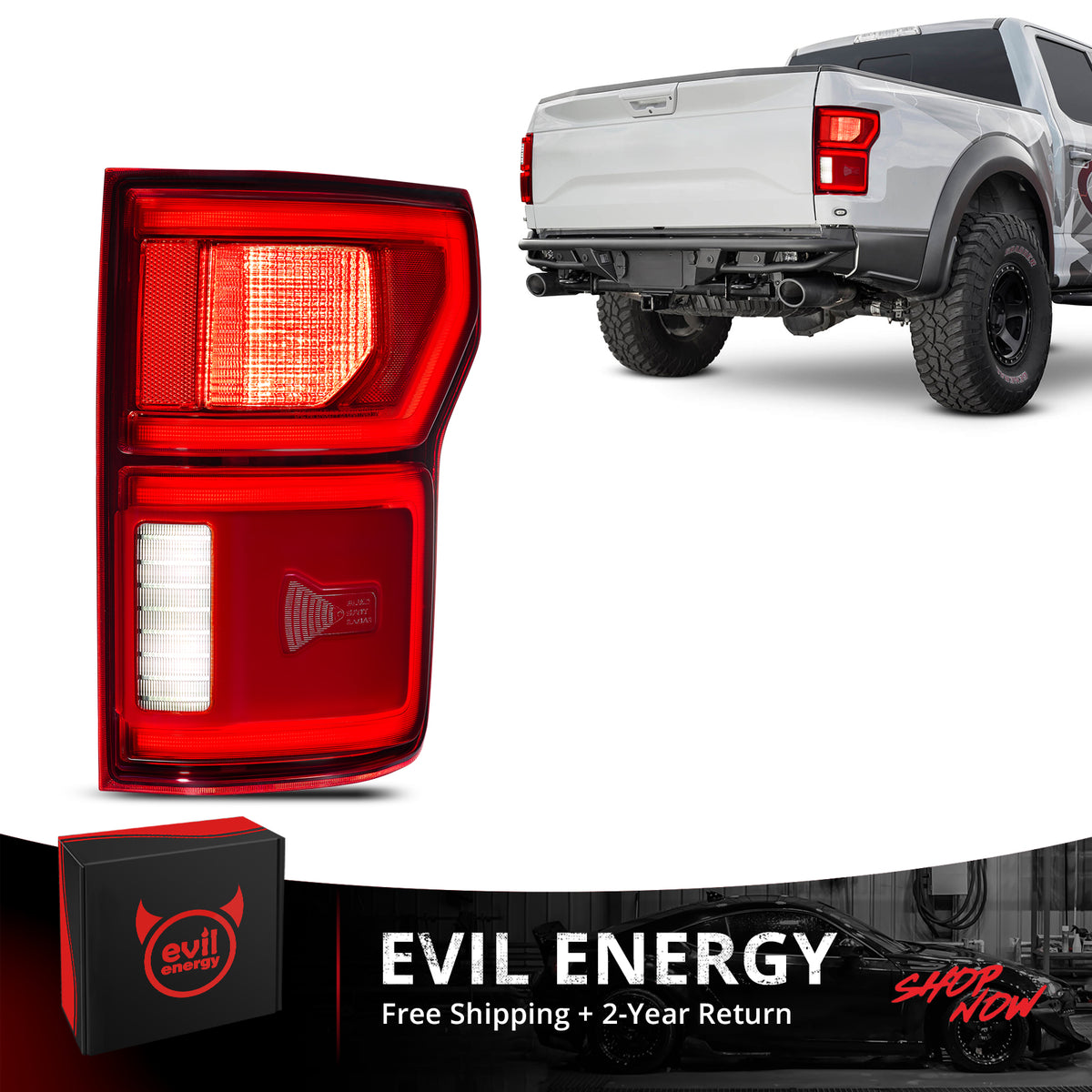 EVIL ENERGY Fit For Ford F150 2018-2020 LED Tail Light with Blind Spot Left Driver/Right Passenger Side Taillight Rear Brake Lamp Signal Assembly (Module NOT Included) - EVILENERGY