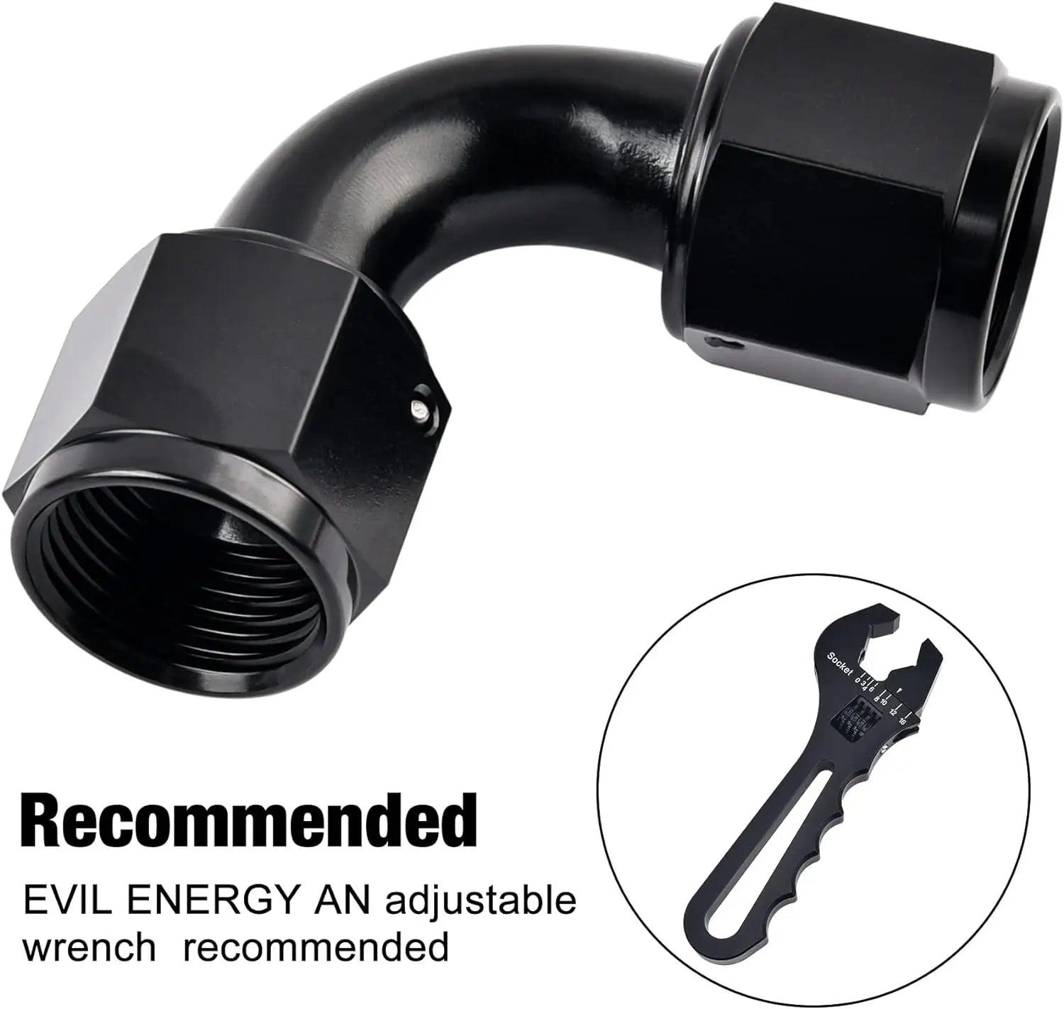 TB 45-Degree Swivel Coupler Union Fitting – AN Sizes 4,6,8,10,12 – Black Anodized Aluminum