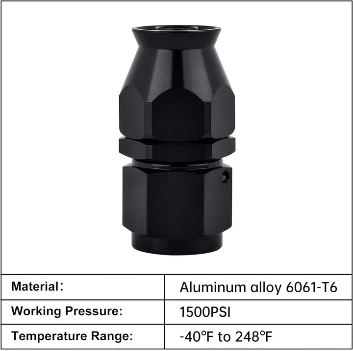 Evilenergy EVIL ENERGY PTFE Hose End Fitting Straight Black for PTFE Hose Only (3/4/6/8/10AN) [Straight]