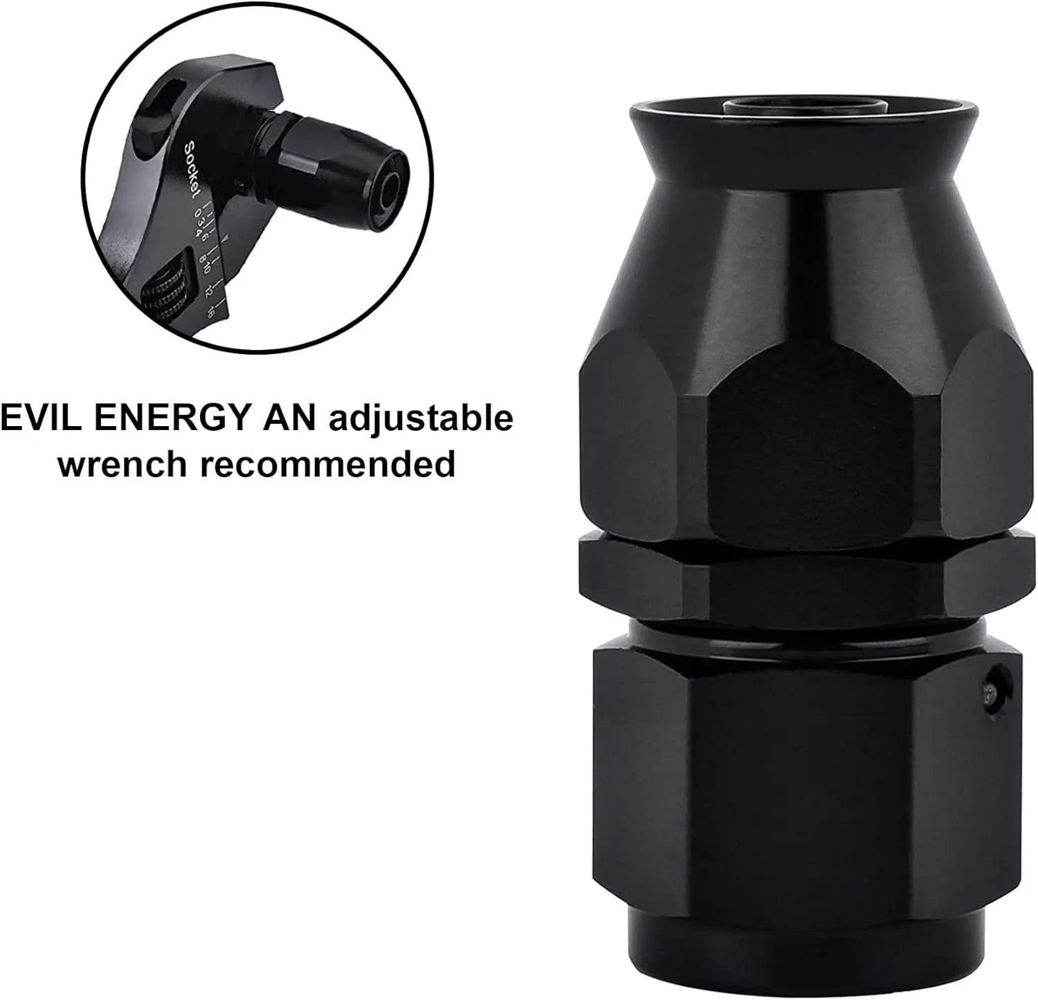 Evilenergy EVIL ENERGY PTFE Hose End Fitting Straight Black for PTFE Hose Only (3/4/6/8/10AN) [Straight]