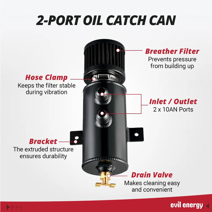EVIL ENERGY EVIL ENERGY 10AN Oil Catch Can Breather Tank with AN10 Fuel Line Kit Nylon Braided CPE 10FT