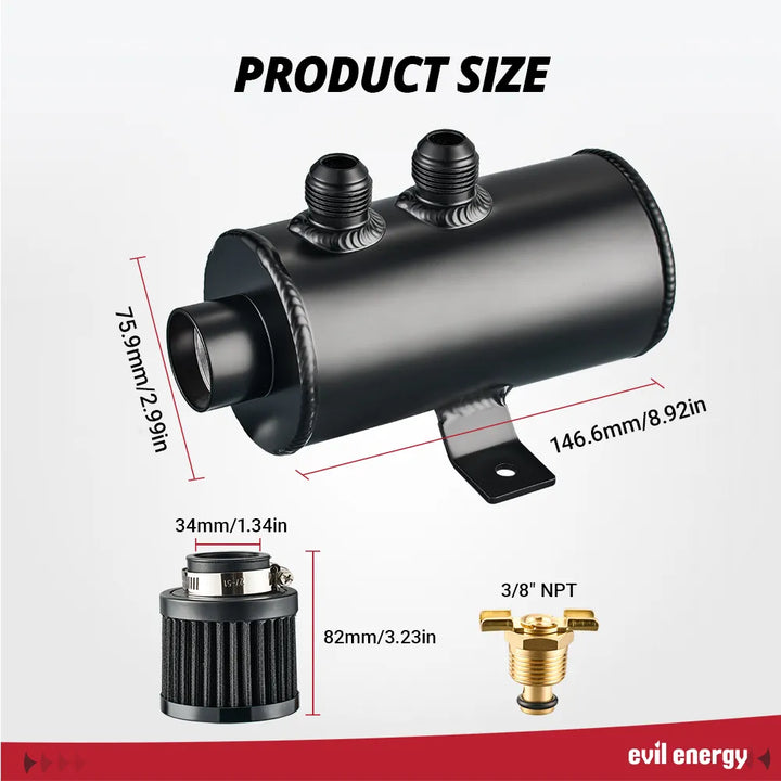 EVIL ENERGY EVIL ENERGY 10AN Oil Catch Can Breather Tank with AN10 Fuel Line Kit Nylon Braided CPE 10FT