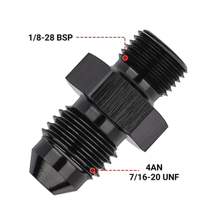 AN Male to BSP Fitting - 4/6/8/10/12 AN Adapter Straight Aluminum Black | High-Performance Fuel System Solution | EVIL ENERGY - EVILENERGY