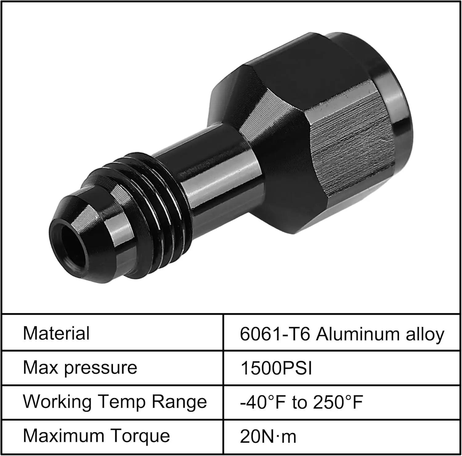 6 AN Female To 6 AN Male 3.0 Extension Black Anodized