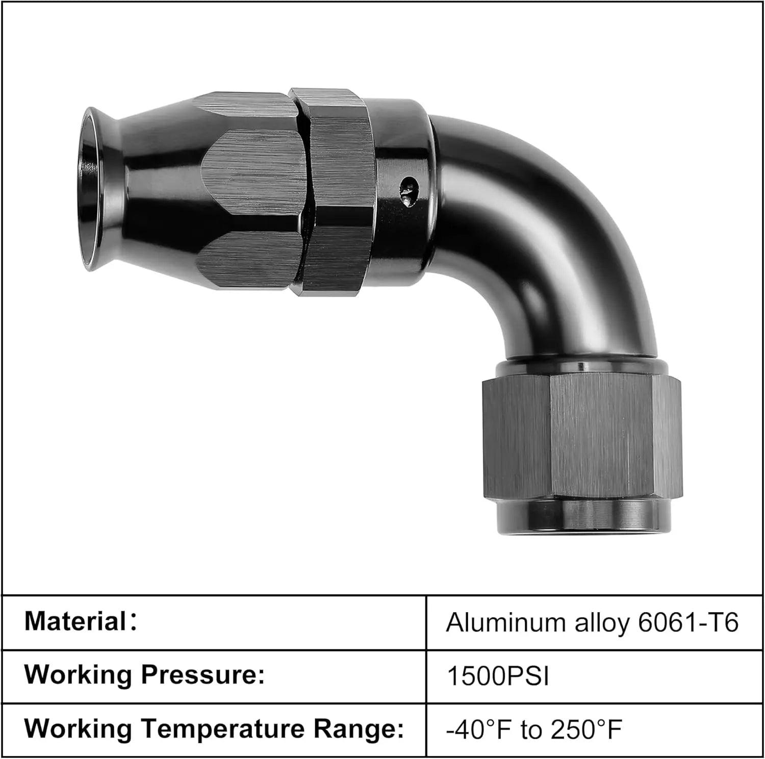 thumbnail image 2 of EVIL ENERGY 6AN Male To 6AN Male 90 Degree One Piece Full Flow Swivel Coupler Union 2 of 10