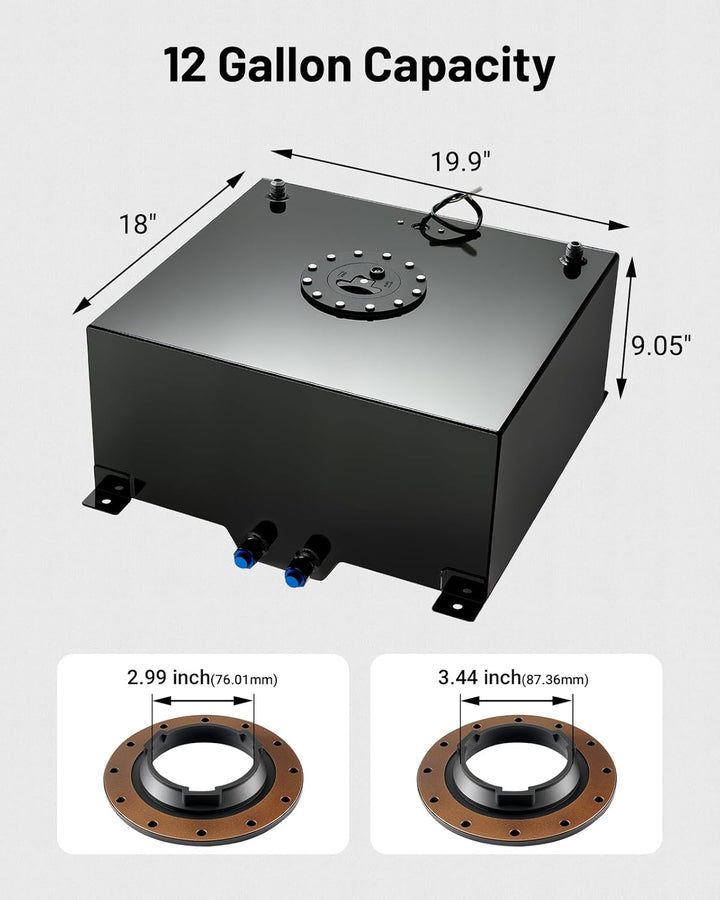EVIL ENERGY 12 Gallon Fuel Cell Gas Tank - Aluminum Fuel Cell with Capacity Shown [12 Gallon]