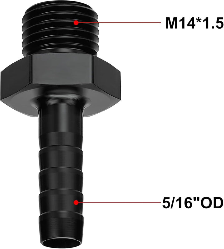 [M14x1.5 to 5/16 barb,Black]