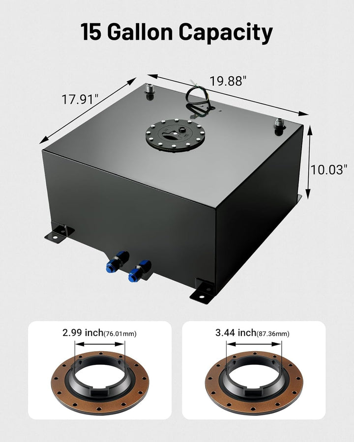 EVIL ENERGY 15 Gallon Fuel Cell Gas Tank - Aluminum Fuel Cell with Capacity Shown [15 Gallon]