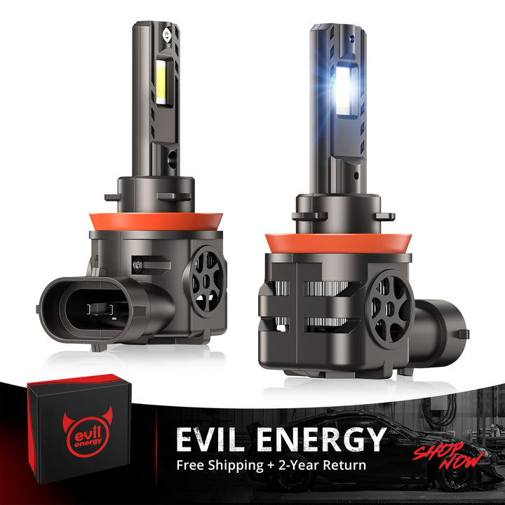 EVIL ENERGY Brightest S550 H11/H9/H8 130W 6500K White  40000LM  IP68 LED Headlight Bulbs 2Pcs - EVILENERGY