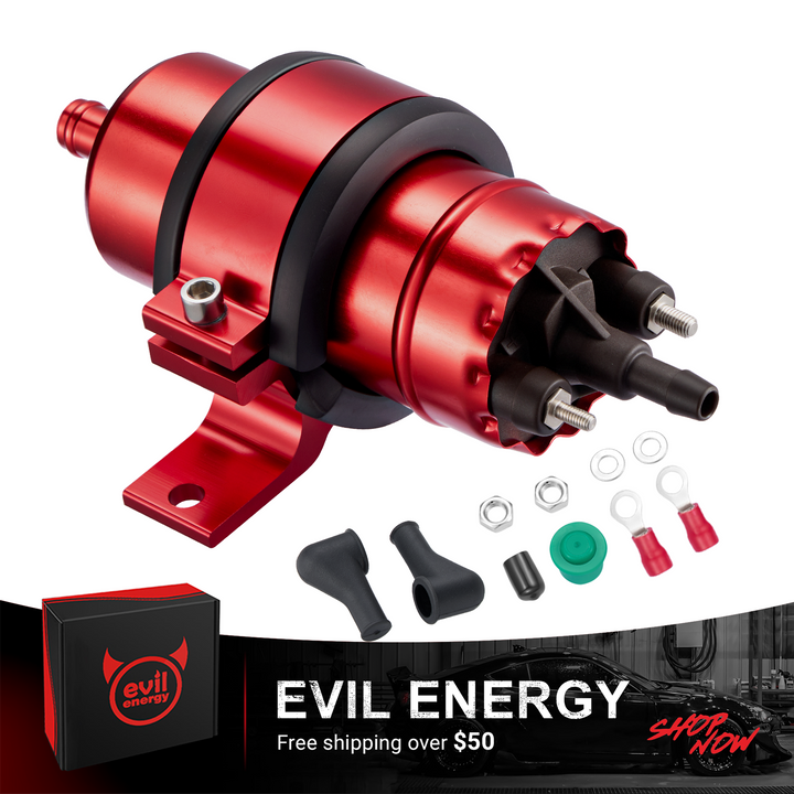 [Red] EVIL ENERGY 12V Electric Fuel Pump for EFI 225 LPH - Red Kit, Free Shipping Over $50
