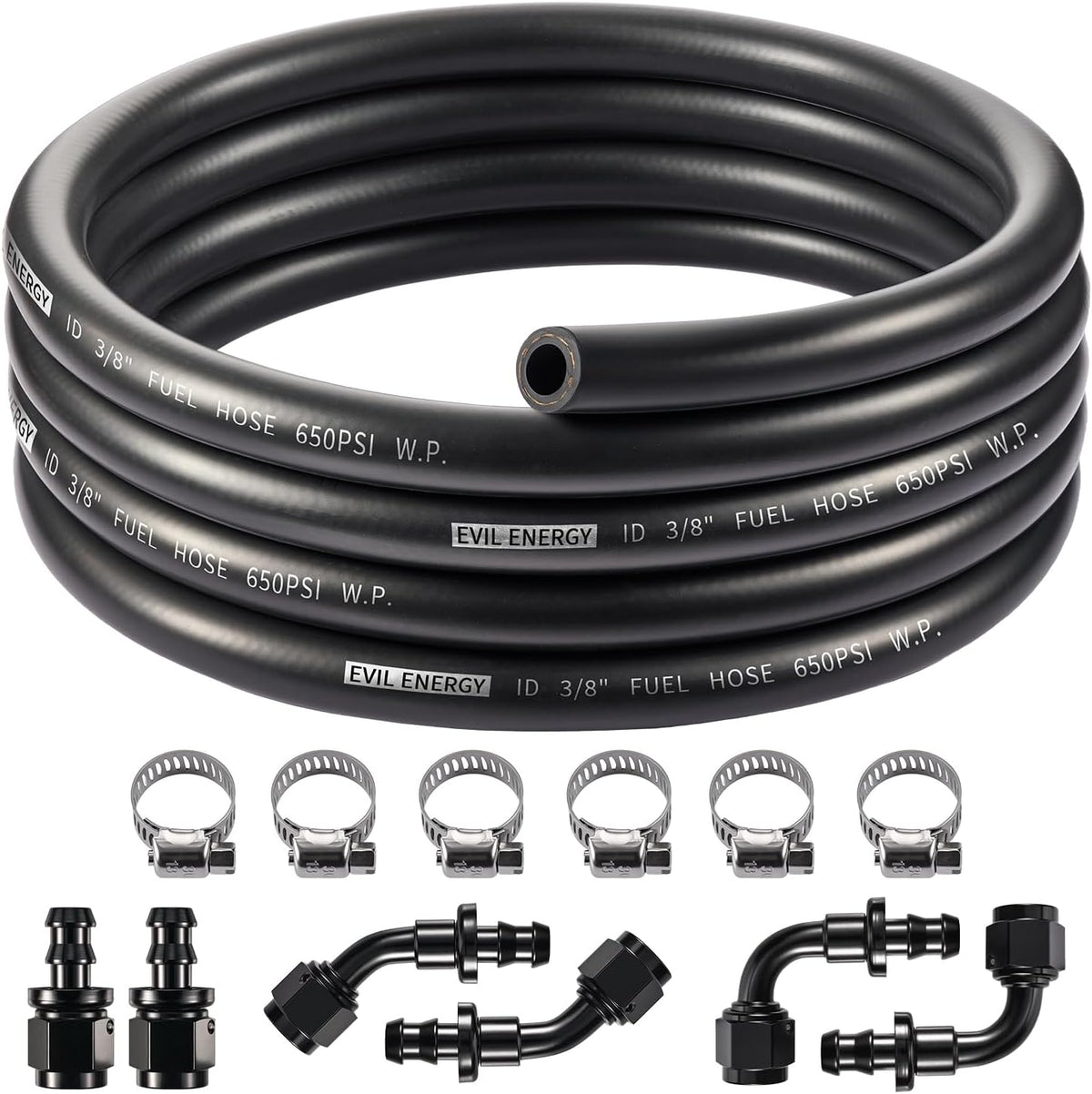 [6AN 3/8 inch,Black]