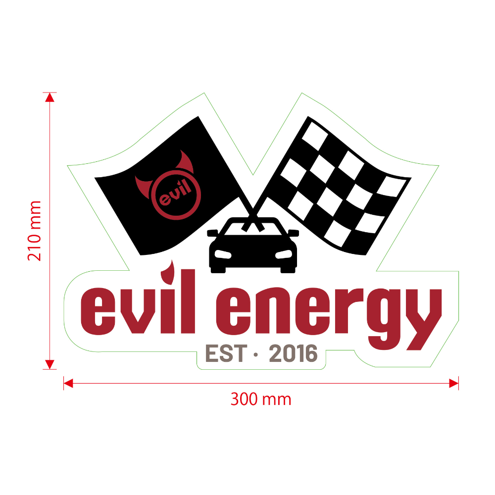 EVIL ENERGY Racing Flag Sticker (Birthday Gift for Members)